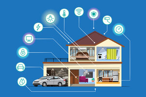 Internet of things IoT smart connection and control device in network of industry and resident anywhere anytime anybody and any business with internet It technology for futuristic of the world
