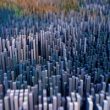 3D abstract landscape of cubes with depth of field