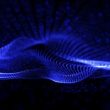 3D render of an abstract communications background with flowing cyber particles