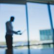 Blurred silhouette of a business man