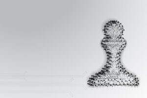 Chess Pawn Abstract Low Poly Wireframe Design Strategy Concept From Dot and Line Vector Illustration