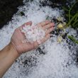 A hand holding hail