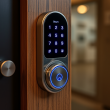 A smart lock on a door