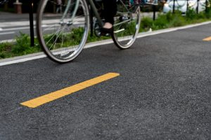 A bicycle on a sidewalk