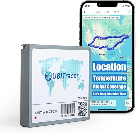 UBITracer Multi-Sensor GPS: Track Location + Monitor Temperature. Up to 5-Year Battery Life, Industrial Grade, Global Data. for Vehicle, Trailer, Equipment, Cold Chain, Pallet, Model: ZT-28E